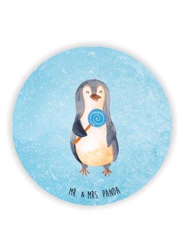 Mr. & Mrs. Panda Rund Magnet Pinguin Lolli ohne Spruch in Eisblau