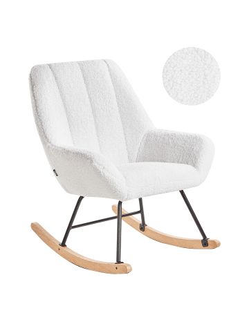 Beliani Schaukelsessel KINNO in Weiß/Schwarz/Braun - (W) 67 x (H) 90 x (L) 81 cm