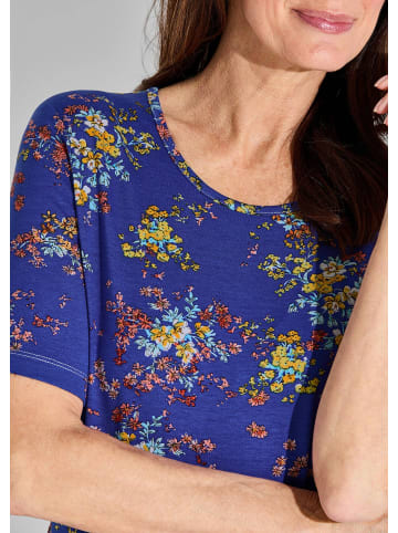 GOLDNER Kurzgröße:  Shirt in royalblau / gelb / koralle / gemustert