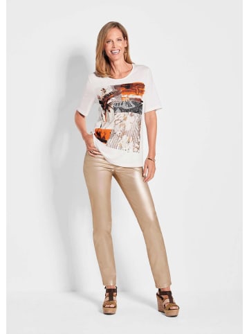 GOLDNER Kurzgröße:  Shirt Shirt in cremeweiß / beige / braun / gemustert