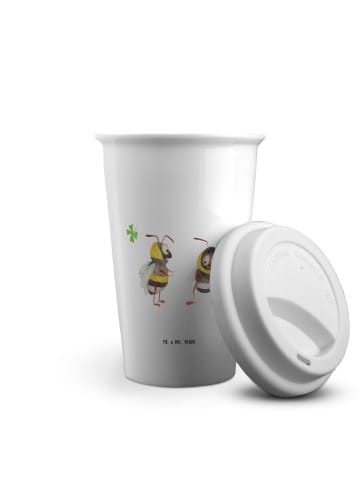 Mr. & Mrs. Panda Kaffeebecher To Go Hummeln Kleeblatt ohne Spruch in Weiß