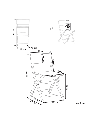 Beliani 4er-Set Esszimmerstuhl TALCA in Grau