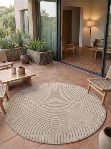KADIMA DESIGN Kurzflorteppich Skandi 3D-Bögen Waschbar Wohnzimmer in Beige