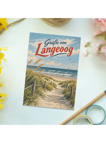 Grußkarte Dünen nostalgisch Design mit Spruch in Weiß