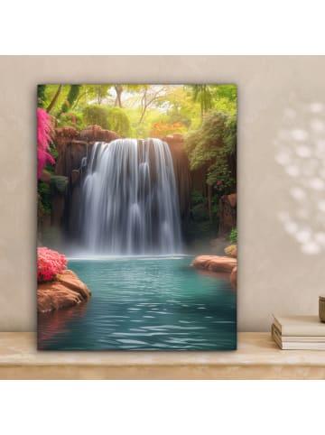 MuchoWow Leinwand Bilder Tropischer Wasserfall