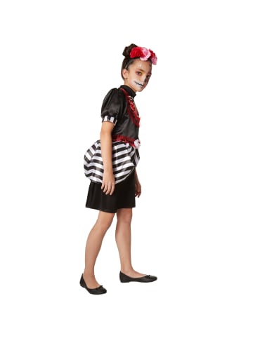 tectake Untote/Skelettfrau, Gr. 128 (7-8 Jahre), Kurzkleid mit Skelettaufdruck