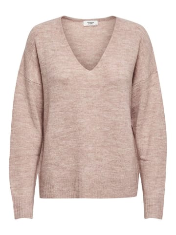 JACQUELINE de YONG Fein Strickpullover Pullover V-Neck JDYELANORA Longsleeve Sweater in Rosa