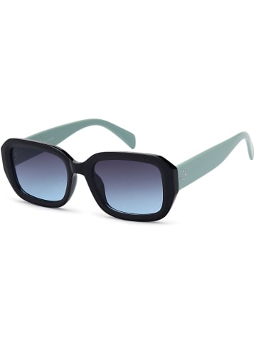 styleBREAKER Retro Sonnenbrille in Schwarz-Hellblau / Grau Verlauf