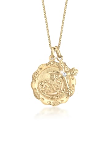 Elli Halskette 925 Sterling Silber Kreuz, Münze in Gold