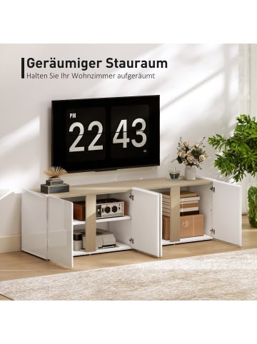 HOMCOM TV Schrank-135L x 38B x 45H cm-Hochglanzweiß
