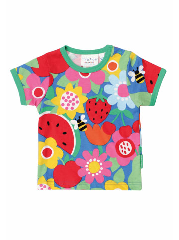 Toby Tiger T-Shirt mit Blumen und Früchte Print in bunt