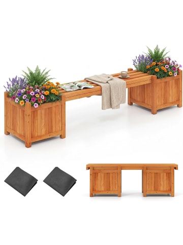 COSTWAY Blumenkasten mit Gartenbank 169 x 35 x 35 cm in Orange