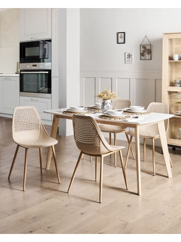 Beliani 4er-Set Esszimmerstuhl HAZELTON in Beige/Braun