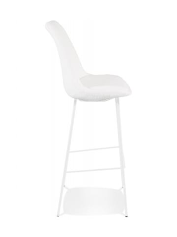 KADIMA DESIGN Barhocker mit Sitzhöhe 75 cm aus Metall und Textil | Modern Elegant in Weiß