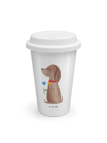 Mr. & Mrs. Panda Kaffeebecher Hund Blume ohne Spruch in Weiß