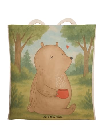 Mr. & Mrs. Panda Schultertasche Bär Kaffee Design ohne Spruch in Weiß