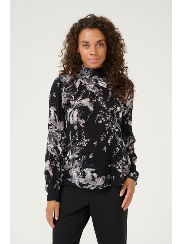 Kaffe Langarm-Bluse KAamber in Black/White Painted Flower