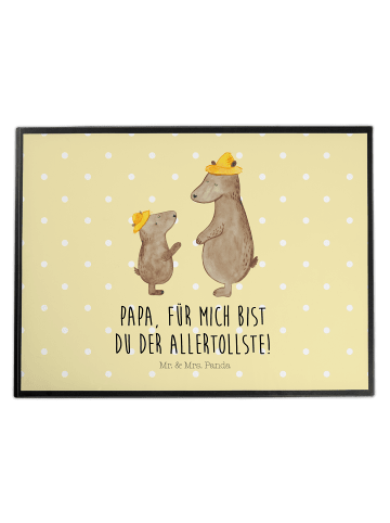 Mr. & Mrs. Panda Schreibtischunterlage Bären mit Hut mit Spruch in Gelb Pastell