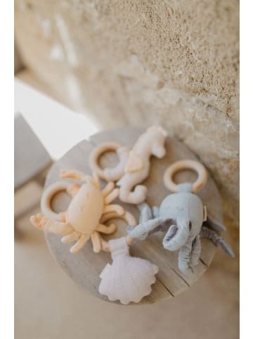 leevje Baby Rassel mit Holzring 'crab' in orange