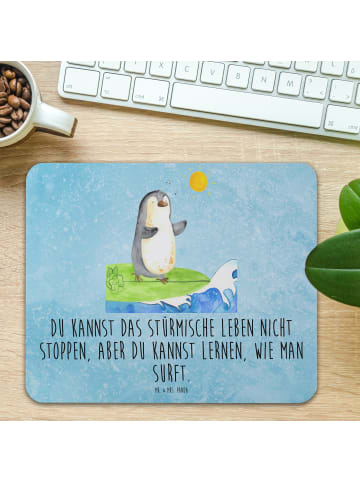 Mr. & Mrs. Panda Mousepad Pinguin Surfer mit Spruch in Eisblau