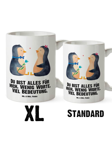Mr. & Mrs. Panda steingut tasse Pinguin Pärchen mit Spruch in Weiß
