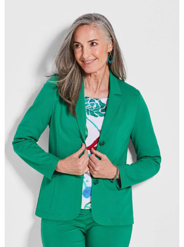 GOLDNER Kurzgröße:  Blazer Damen elegante Jacke aus Stretchjersey in grün