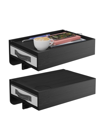 relaxdays 2 x Nachttisch klemmbar in Schwarz - (B)37 x (H)14 x (T)26,5 cm