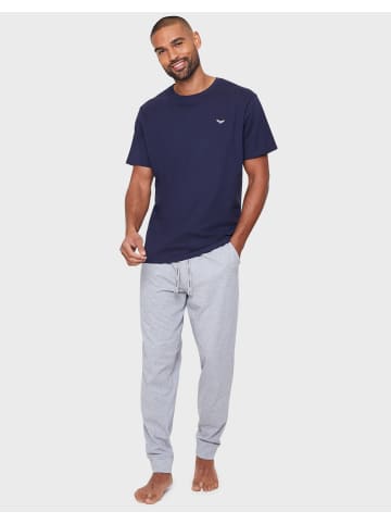 Threadbare Schlafanzug Ledger PJ Set in Navy / Grey Marl