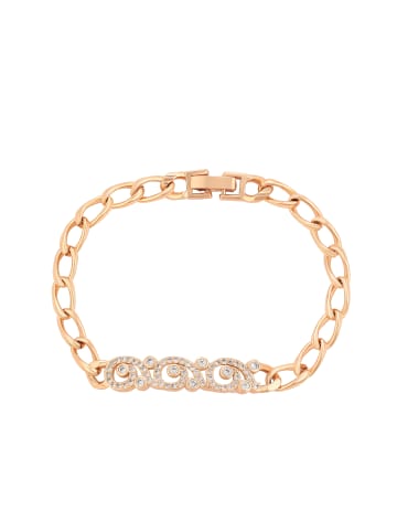 faina Women Crystal-Studded Chain Link Bracelet in Rose Gold