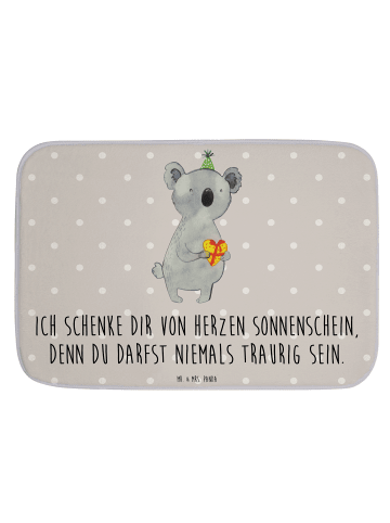 Mr. & Mrs. Panda Badteppich Koala Geschenk mit Spruch in Grau Pastell