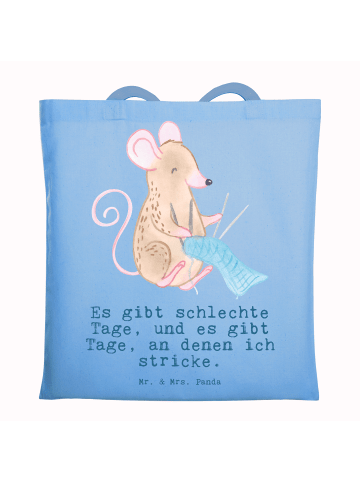Mr. & Mrs. Panda tote bag Maus Stricken mit Spruch in Sky Blue