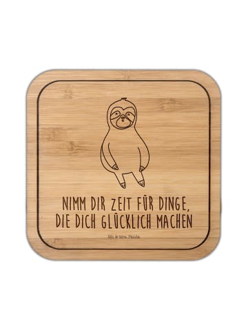 Mr. & Mrs. Panda Untersetzer Kork Faultier Zufrieden mit Spruch in Transparent