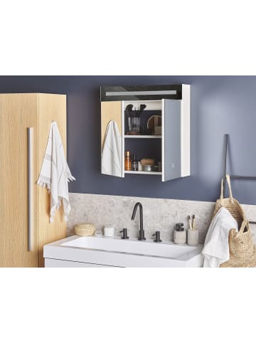 Beliani Bad-Spiegelschrank JARAMILLO in Weiß/Silber - (W) 60 x (H) 60 x (L) 12 cm