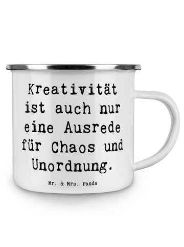 Mr. & Mrs. Panda Kaffeebecher Spruch Kreativität und Chaos mit S... in Weiß