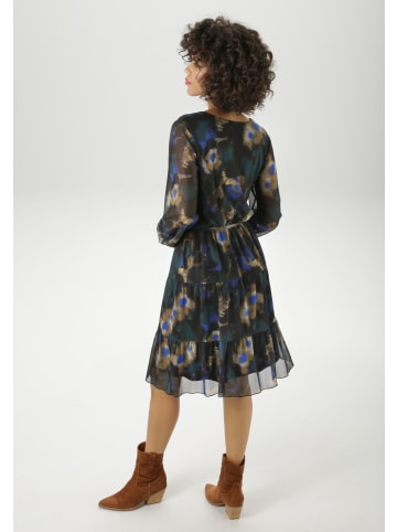 Aniston CASUAL Tunikakleid in schwarz-royalblau-dunkelgrün-hellbraun-hellbeige