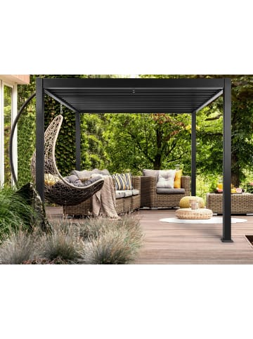 Beliani Garten-Pergola FORNOLI in Schwarz - (W) 296 x (H) 225 x (L) 296 cm