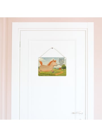 Mr. & Mrs. Panda Schild Pferd Springen Design mit Spruch in Weiß