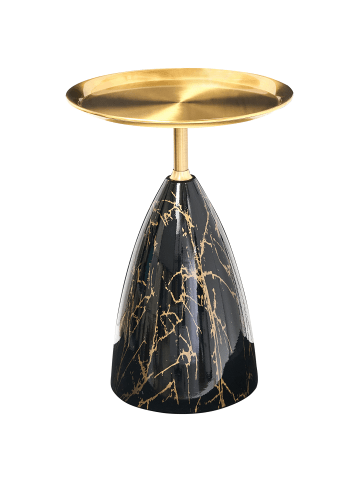 Beliani Beistelltisch STORM in Schwarz/Gold - (W) 39 x (H) 54 x (L) 39 cm