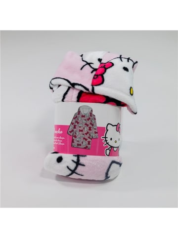 COFI 1453 Hello Kitty Sweat Poncho – Coral Fleece Kuschelponcho Erwachsene in Mehrfarbig