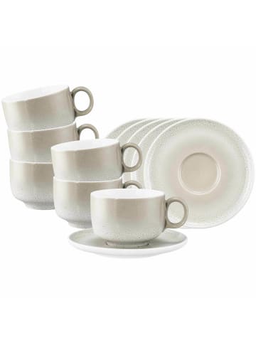 6er Set Milchkaffeetassen mit Untertassen Sento Home in Aura Cream 350 ml