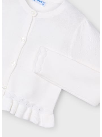 Mayoral Strickjacke mit Rüschensaum in offwhite