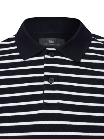 Nils Sundström Poloshirt in marine weiß