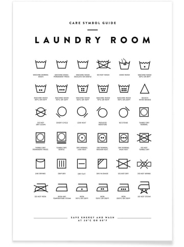 Juniqe Poster "Laundry" in Schwarz & Weiß