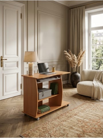 KADIMA DESIGN Computertisch GRASSE rollbar Buche 90 x 71 x 50 cm mit in Sonoma