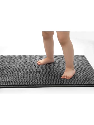 Zellerfeld Seamarkt Chenille Rutschfeste Badematte in Anthrazit