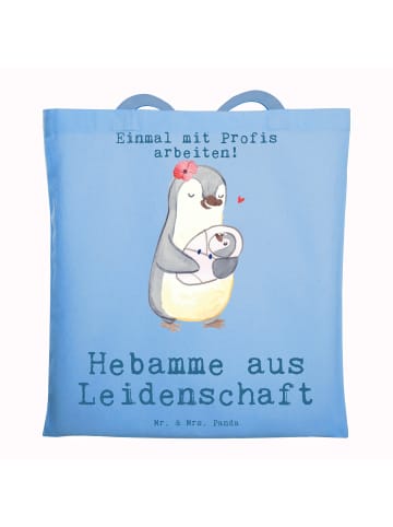 Mr. & Mrs. Panda Shopping Bag Hebamme Leidenschaft mit Spruch in Sky Blue