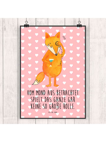 Mr. & Mrs. Panda Poster Fuchs Lord mit Spruch in Rot Pastell