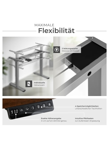 tectake Schreibtischgestell, Belastbarkeit 100 kg, 110-168 x 60 x 60-125 cm