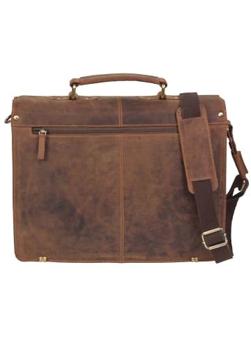 Greenburry Vintage Aktentasche Leder 38 cm mit 2 Hauptfächern in brown