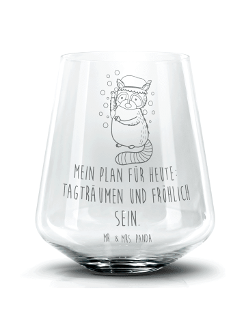 Mr. & Mrs. Panda Cocktail Glas Waschbär mit Spruch in Transparent